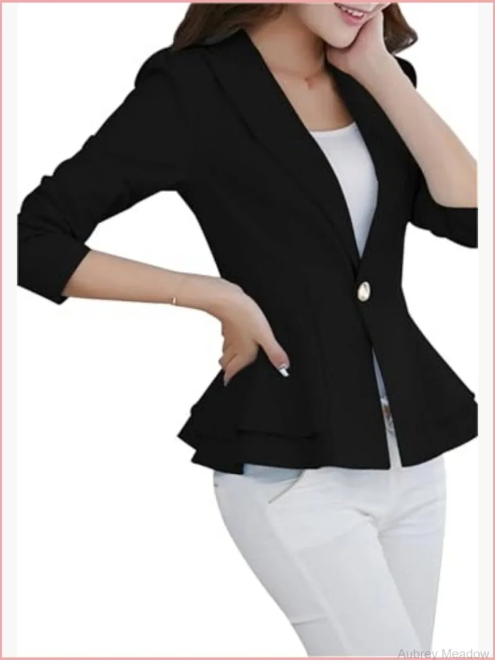 Women's Button Front Open Blazer Long Sleeve Plus Size Office Coat